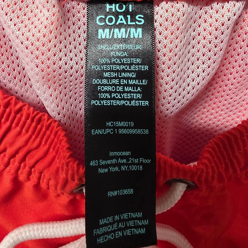 Hot Coals‎ Mens Orange Swim Trunks Quick Dry UPF 50+ Side Stripe Mesh Lining M
